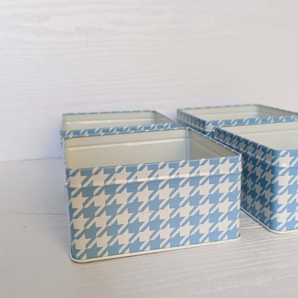 IKEA Tin Storage Boxes, Set of 4 - Blue / White - Picture 4 of 6